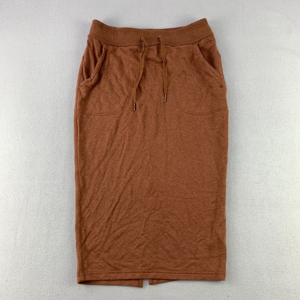Prana Hemp Midi Skirt Women M Brown Casual Sustainable Hippie Outdoors Natural